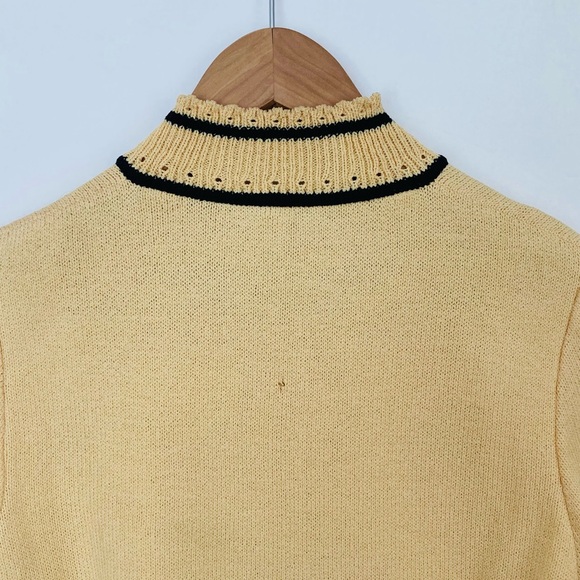 St. John Sport Cardigan Sweater Yellow Black Trim AS IS - Picture 9 of 15